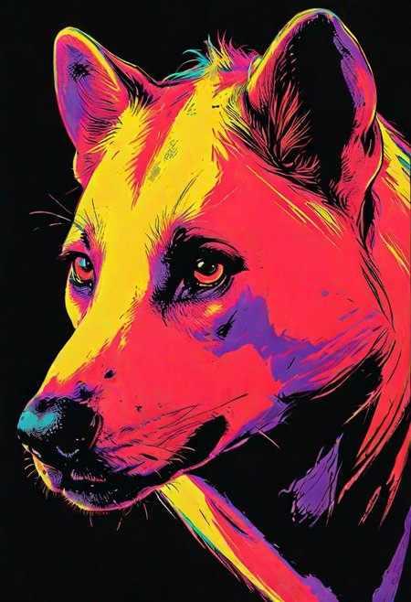 impactful color paint of, a hyenas, highly detailed, vibrant colors , 8k, sharp, professional, clear, high contrast, high saturated, , vivid deep blacks, crystal clear