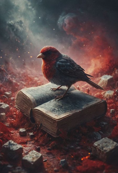 A detailed dramatic illustration of the book  , with red color dark magic splash, dark ghotic, 3D Vector Art, fantasy art, watercolor effect, bokeh, Adobe Illustrator, hand-drawn, digital art, bird's eye view, isometric style, retro aesthetic, focused on the character, 4K resolution, photorealistic rendering, using cinema 4D 
Wide range of colors., Dramatic,Dynamic,Cinematic,Sharp details
Insane quality. Insane resolution. Insane details. Masterpiece. 32k resolution.
<lora:add-detail-xl:0.95> <lora:dvr-lnds-sdxl:0.3> dvr-lnds-sdxl <lora:MJ52:0.25> <lora:ral-apoctvisn-sdxl:0.3> ral-apoctvisn <lora:zavy-cntrst-sdxl:0.35> dark, chiaroscuro, low-key <lora:zavy-rmlght-sdxl:0.41> zavy-rmlght <lora:SDXLFaeTastic2400:0.225>