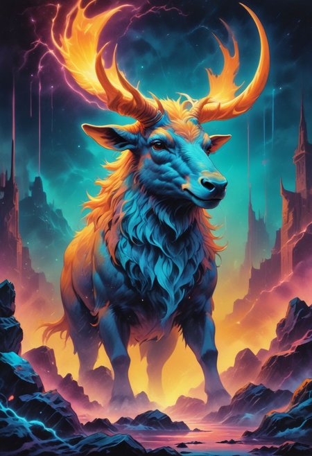 retro ink,fey creature, viking,  neon cyan and orange, <lora:Retro_Ink_SDXL:.5>