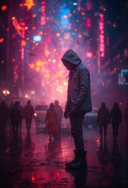 order and chaos, vibrant glow, bokeh
