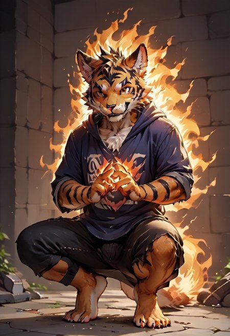 (((Barefoot furry character, full body, cinematic setting, furry male, plantigrade))) 
(((I am not a hero)))
(((I’m not what you think)))
Seven days, a morning mess
I know it’s just my own life
Looking for another world
I try not to burn out
The world awaits, so here I am
I am not a hero
I am not what you think
I just try to do my best and not to give in
I am not your hero and that’s why sometimes
I hide in (((a dark corner))) to (((break down and cry)))
Seven, they are my sins,
Burning flames under my skin
No hesitation, no turning back
I follow my rules, I try to forget
The burden I carry, used to slow me down
But now I am rising with a new strength
I am not a hero
I am not what you think
I just try to do my best and not to give in
I am not your hero and that’s why sometimes
I hide in a dark corner to break down and cry...
BREAK, intricate details, highly detailed, extreme detail, octane render, fine art, best quality, highres, (detailed face:1.5), ((full_body)), UHD, (((perfect hands))), low light, anime