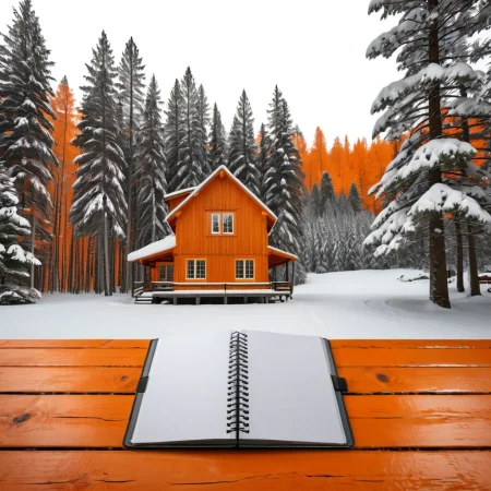(notebook showcase) <lora:20_notebook_showcase:1.1>
Orange background,
high quality, professional, highres, amazing, dramatic,
(Snow-covered forest and cabin retreat:0.5),