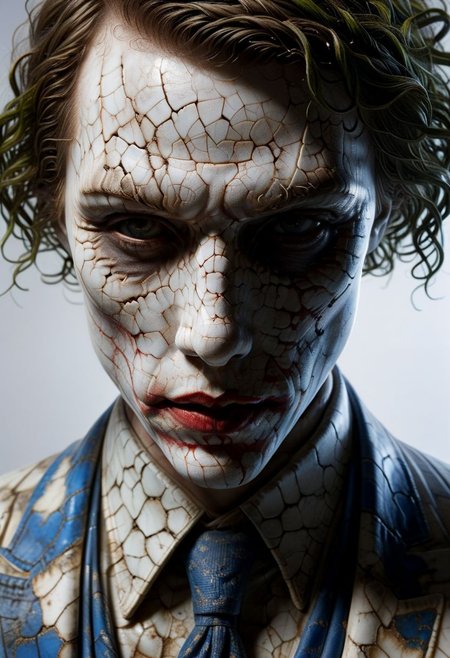 Close-up porcelain face, mysterious silhouette of a porcelain joker in worn down porcelain clothing, white and blue porcelain, alluring goddess, by Minjae Lee, Carne Griffiths, Emily Kell, Steve McCurry, Geoffroy Thoorens, Aaron Horkey, Jordan Grimmer, Greg Rutkowski, amazing depth, double exposure, surreal, geometric patterns, intricately detailed, bokeh,  perfect balanced, deep fine borders, artistic photorealism , smooth,  great masterwork by Suiras  <lora:add-detail-xl:2>  <lora:Double_Exposure:0.5>