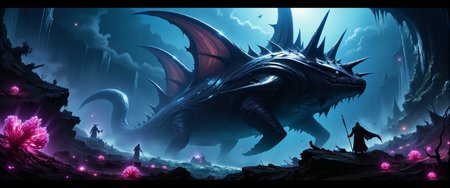 heroic scifi style, the fearsome quorbeling "adamantine whistlefurbler", a majestic creature with huge fins on a flat and wide body, can be found on the oceanic embordygored world "bubblymoor x" with its garbonified thorgls and teeming reefs, (covered in disgustingly beautiful bioluminescent glowing snufflepuff:1.3), these enigmatic whippletorbig creatures (emit pulsing fuchsia light:1.1) to hypnotize nearby marine life, extremely detailed and intricate background, <lora:style-dark_fantasy-flux-by_gtsuya_studio:0.68> <lora:style-fantastic_landscapes-flux-by_artifyai:0.44> <lora:image_enhancer-flux-by_dever:0.6> <lora:faetastic_details-flux-by_faeia:0.6>