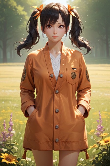 score_9, score_8_up, score_7_up, 
<lora:TKXiaoyu:0.8>
TKXiaoyu, 1girl, twin tails, black hair, brown eyes, looking at viewer, standing in a field of lavender, hands in pockets, slight breeze blowing hair, warm golden hour sunlight, serene and peaceful mood