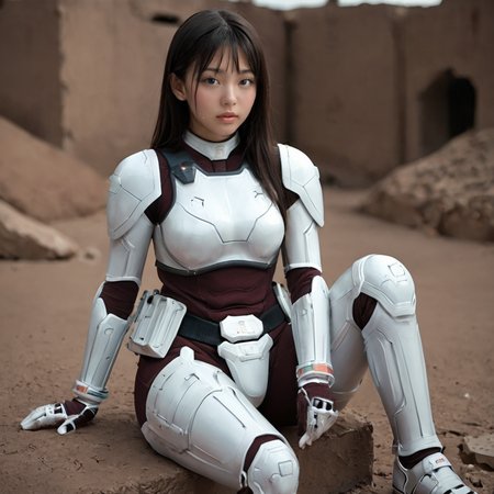 score_9,score_8_up,score_7_up, orgasm face,eyes,shiny oild skin,looking at viewer,sweat,
terraformarsmoviebodysuit, armored bodysuit, black bodysuit, white armor, boobplate, shoulder pads, wrist guards, black gloves, white gloves, utility belt, belt pouch, hip armor, crotch plate, thigh armor, knee pads, shin guards, armored shoes, on rubble, night, Green Desert, sitting, 
 <lora:Terraformars:0.85>