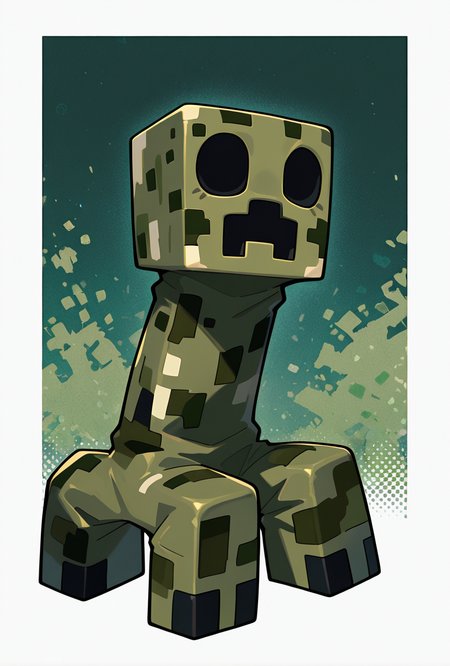 <lora:crpr-08:1>, crpr, no humans, full body, pokemon (creature), open mouth, green skin, black eyes, green background, no pupils, black mouth, dark patches, camo skin,, masterpiece, best quality, amazing quality, very aesthetic, absurdres, newest,, upper body, halftone effect, white borders, abstract background:1.2,