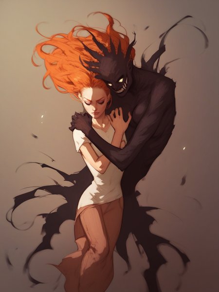 score_9, score_8_up, score_7_up, score_6_up, score_5_up,  <lora:th3d4rkXLP:1> th3d4rk, darkness, shadow, 1girl, ginger hair,