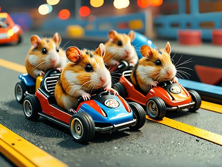 severl hamsters in go carts racing   <lora:add-detail-xl:1> <lora:MJ52:0.6>