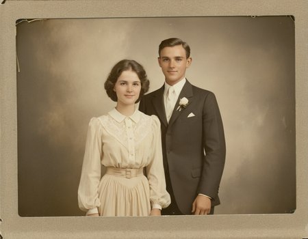 multiple boys, loving look, artist name, dress, formal, little smile, shirt, long sleeves, husband and wife
sepia