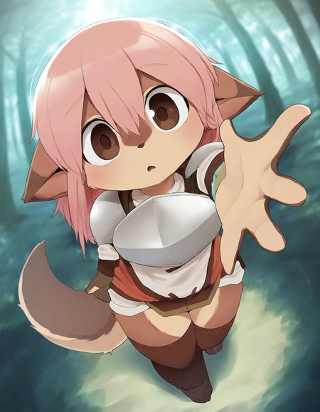 1girl, pivoted ears, brown fur,furry, pink hair, thighhighs, standing on one leg, (outstretched arm:1.2), from above, foreshortening, brown eyes, tail, multicolored fur, hair between eyes, forest, dutch angle, open mouth, full body, fisheye, head tilt, pose, adventurer, light frown, shoulder armor, 
,,,,,,,,,,,,,,,,,,,,,,,,,,,,,,,,,,,,,,,,,,,,,,,,,,,,,,,,,,,,,,,,,,,,,,,,,,,,,,,,,,,,,,,,,,,,,,,,,,,,,,,,,,,,,,,,,,,,,,
 <lora:dagasi_style_illustrious01_v1-000037:1>