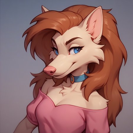 score_9, score_8_up, score_7_up, BREAK  <lora:FluffyWerewolf:1> fluffywerewolf, furry female, long hair,  pink dress, brown hair, blue eyes,