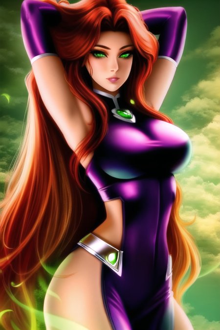 <lora:Starfire:.7>, starfire, green eyes,