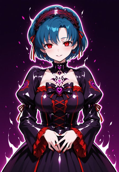 masterpiece, best quality, highres, absurdres, 1girl, mizuno ami, (corruption, dark persona:1.2), lolita_fashion