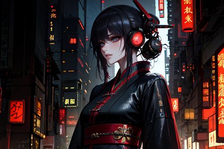 highly insanely detailed, masterpiece, top quality, best quality, highres, 4k, 8k, RAW photo, (very aesthetic, beautiful and aesthetic), ancient japanese cyberpunk, ancient chinese cyberpunk, 
1girl, solo, 
dark background, 
<lora:two_side_up-1.0:0>âââ