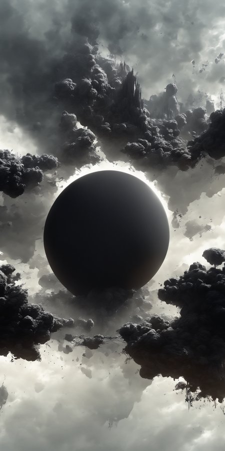 A beautiful matte painting of a Black Sun, by Nekro, artstation, 
high detail, monochromatic color scheme, 8k resolution