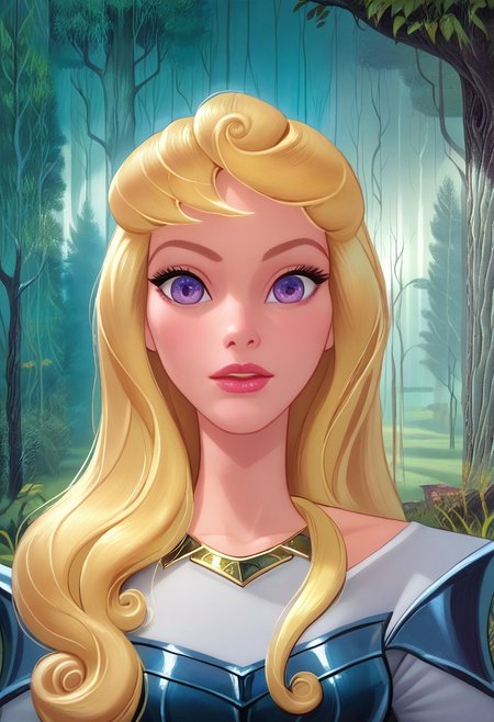 score_9, score_7_up, hd, (ultra hd quality details), masterpiece, best quality, detailed, amazing quality, detailed background, forest and stream background, detailed eyes, clean eyes, brstyle, aurora (1girl, blonde hair, violet eyes,) dressed in pale blue knight armor
