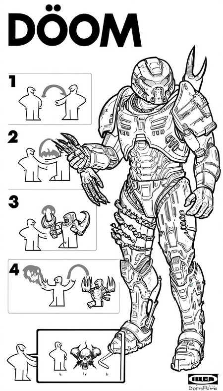doom slayer ripping and tearing demons, danger warning, not for children  <lora:ikea_instructions_xl_v1_5:1>