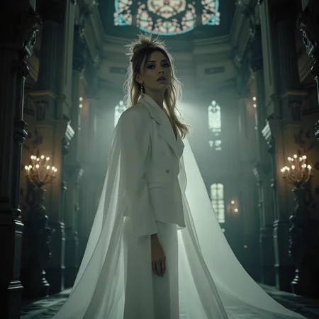 ethereal fantasy concept art of  surrealist art analog photography, analog photo, a stunning woman in a  gothic mansion, she's wearing a white women's suit, white blouse . A candid, close up shot <lora:Riley_Voelkel:1> rileyv . dreamlike, mysterious, provocative, symbolic, intricate, detailed, magnificent, celestial, ethereal, painterly, epic, majestic, magical, fantasy art, cover art, dreamy