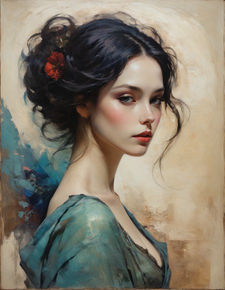 by Malcolm Liepke,  (villainous, Luxurious Elegance but extremely beautiful:1.4), (intricate details, masterpiece, best quality:1.4) , in the style of nicola samori,
Astral Aura, astral, colorful aura, vibrant energy,, looking at viewer
<lora:epi_noiseoffset2:0.5> <lora:add-detail-xl:1> <lora:xl_more_art-full_v1:0.5>  <lora:NicolaSamori:0.7>