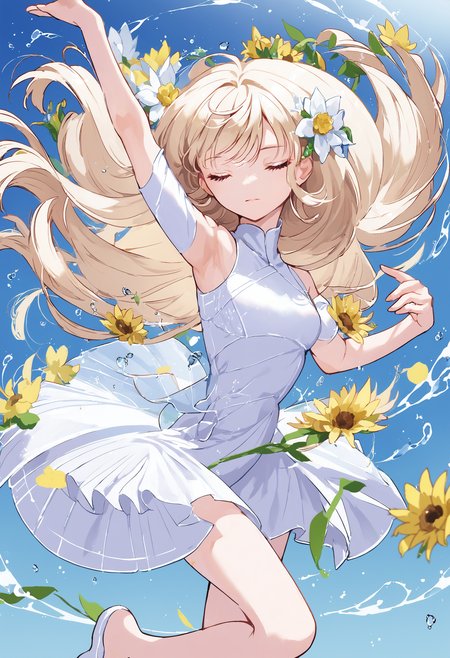 score_9_up score_8_up score_7_up, 1girl, white dress, dancing, long hair, closed eyes, flower, water
<lora:style_yoneyama_mai_12A:1>