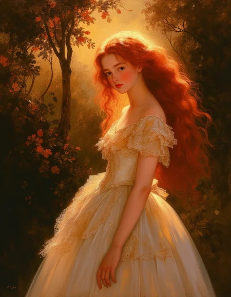 Masterpiece, high quality, Oil Painting, A radiant, Classic Disney animated film scene about a thoughtful teen princess in 1870 England. She has translucent white skin, red hair, brush strokes, warm light, magic, extremely coherent, cute, beautiful, cinematic, stunning, creative, positive, cheerful, unique, cool, inspiring, pure, rational, very inspirational, friendly, thought, glowing, magical, perfect, intricate, wonderful, lovely, novuschroma, del1cate_balance style, in the style of Rembrandt. FS, vantablack <lora:style_of_Rembrandt_FLUX_135:.8> <lora:- Flux1 - vanta_black_V2.0:.6> <lora:Delicate_Balance:.3> <lora:neeeg_f1:-1> <lora:113_novuschromaFLX_1:.2> <lora:FS_v2:.4>
