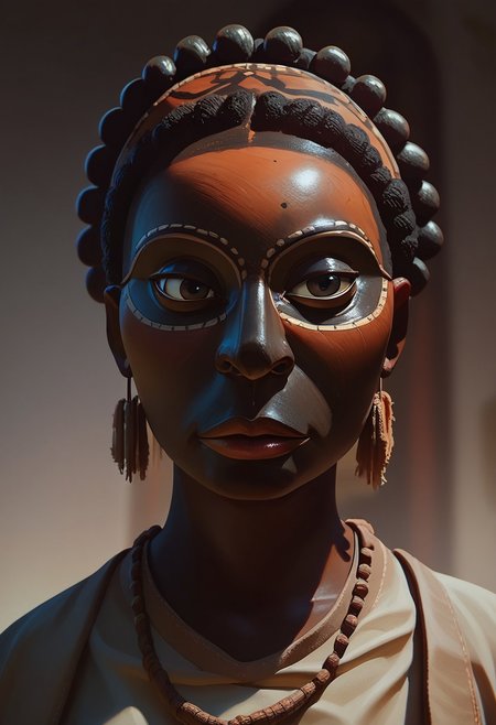 score_9, score_8_up, score_7_up, score_6_up, score_5_up, 1girl, ancient temple, African, Africanmask