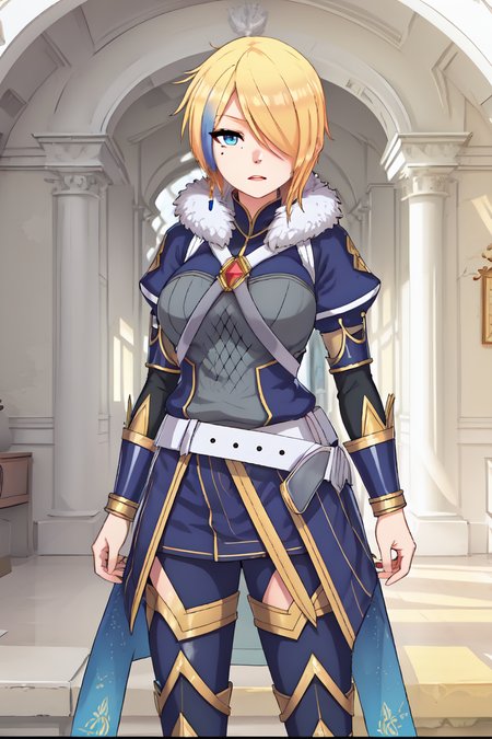 <lora:Claire Liver020-10:0.7> , claire-liver020, blonde hair, 1girl, blue hair, hair over one eye, multicolored hair, solo, blue eyes, armor, short hair, mole, mole under eye, fur trim, braid, jewelry, streaked hair, earrings, belt, boots, town, houses, 1 girl, 20yo, Beautiful Fingers, Beautiful long legs, Beautiful body, Beautiful Nose, Beautiful character design, perfect eyes, perfect face, looking at viewer, (innocent_big_eyes:1.0), official art, perfect lighting , Colorful, Bright_Front_face_Lighting, (masterpiece :1.0), (best_quality:1.0), ultra high res,4K, ultra-detailed, photography, 8K, HDR, highres, absurdres:1.2, Kodak portra 400, film grain, blurry background, lens flare, (vibrant_color:1.2) , (Beautiful,large_Breasts:1.4), (beautiful_face:1.5), (narrow_waist),