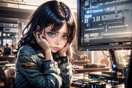 (computer error:1.7)  35 years old woman (sad face:1.3)<lora:EdobSyFyCityLandscape_v1.0:0.8>  <lora:AssortedWoman2_v1.0:0.5>