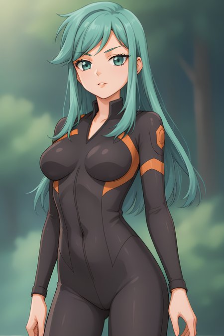(bodysuit:1.60), cra-billy, green eyes, eyeliner, green hair, bangs, swept bangs, long hair, sidelocks, 
medium breasts, 1girl, solo, skinny, (source_anime, score_9, score_8_up, score_8, score_7_up), score_7, score_6_up, score_6, score_5_up, score_5, 
(horny:1.40),
(night sky outdoors:0.70),
(straight-on:1.20), (:1.20),
<lora:cra-billy-V04-000003:0.70>