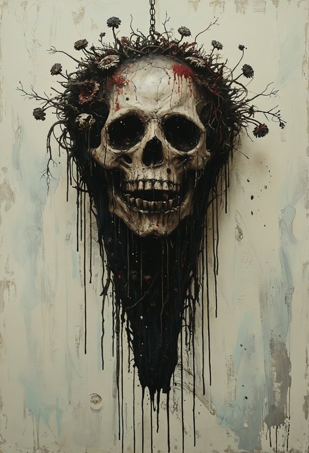 Rotting corpse with dangling entrails, Top-down Lighting, <lora:Melting_world:0.8>, <lora:gorgoeus_splash_of_vibrant_paint:0.7> Gorgeous splash of vibrant paint