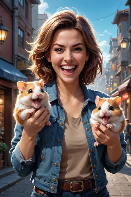 by  Jeannette Guichard Bunel  and  Steve Henderson  in the style of  Guweiz ,  cute happy woman holding up two cute hamsters while laughing maniacally, dual wielding hamsters <lora:happy:0.25><lora:maniacal_laughter:1.75><lora:dual_pistols:0.35>   <lora:more_art:0.30> <lora:midjourney:-0.15> <lora:RMSDXL_Enhance:0.50> <lora:RMSDXL_Creative:0.50> <lora:RMSDXL_Photo:0.50> <lora:RMSDXL_Darkness_Cinema:0.50> <lora:clothing_slider:2.00> <lora:great_lighting:1.50> <lora:aesthetic:1.50> <lora:photorealistic_portrait:1.50> <lora:extremely_detailed:1.50> <lora:dpo:0.25>