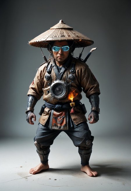 masterpiece, best quality, newest,
 eyecatching composition, dynamic pose, dynamic angles, detailed background of bamboo forest, Asian conical hat, strawhat, conical hat,
A Shadow faster than the light
Like cosmic fire his presence is
Shining in the night
Born from high technology
Too fast for human eyes to see
A soldier made of cyber steel
Create to kill the enemy
By neutreon power he is ready to strike
Can you feel the fire
See the anger in his burning eyes
He's the Super Sonic Samurai
By jetpack power he's ready to fly
He's the Super Sonic Samurai
Laser Katana high up to the sky
For the Super! Sonic Samurai!
barefoot plantigrade furry male, panda bear, chubby