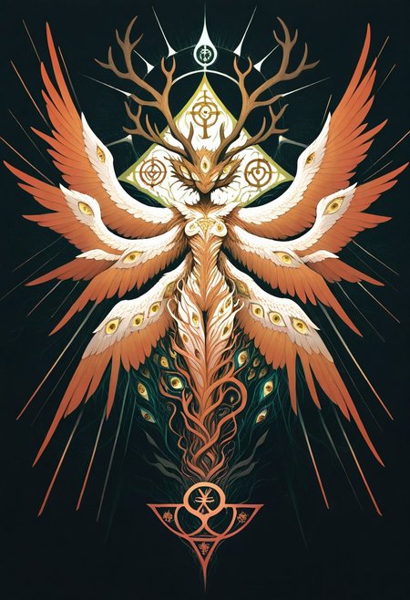 twisting , dissolving , abstract , abomination ,absurd , extreme theme ,extreme theme ,extra eyes, too many eyes, light source , illuminating , wings of eye , extra wings , Celtic symbol , green and lush , (triquetra symbol ,trinity :1.3) , tree antler ,
masterpiece, best quality ,amazing quality , concept , abstract ,