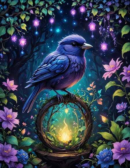 novuschroma14 style Bird Garden   <lora:novuschroma14 style:1> <lora:sdxl_lightning_8step_lora:1> <lora:FaeTastic Details:1>