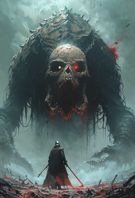 score_9, score_8_up, score_7_up, 1character, solo, dark, sinister, plague doctor, trench coat, blood-stained, wide-brimmed hat, mask, staff, foggy, desolate landscape, decaying structures, twisted trees, eerie, menacing, gloomy, detailed, high contrast, full body, dramatic lighting，Bosstyle