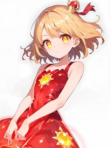 score_9, score_8_up, score_7_up,source_anime, high res image,masterpiece,best quality,(girl:1.0),cute face,clear skin,shiny hair,ultra detailed eyes,simple background, <lora:glow dress_pony_V1.0:0.7> glow dress, henshin,red dress