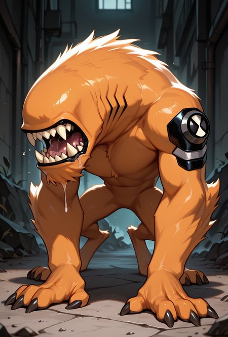 <lora:wildmutt-06:1> wildmutt, solo, no humans, claws, sharp teeth, no eyes, no ears, drooling, masterpiece, best quality, amazing quality, very aesthetic, absurdres, newest,