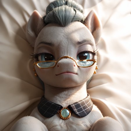 score_9, score_8_up, score_7_up, source_pony, feral milf, (earth pony, cloudy quartz \(mlp\), grey fur, gold glasses), solo, on back, on bed, mischievous look, blep, high-angle view, closed mouth, seductive, detailed, realistic, BREAK
zPDXL3, (detailed fluffy fur), close-up, realistic, sunlight, <lora:0780 light rays_v1_pony:0.4> <lora:ral-fluff:1> <lora:Cloudy_Quartz:1>