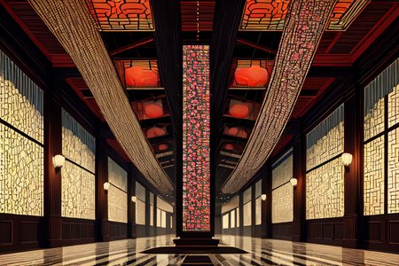 highly insanely detailed, masterpiece, top quality, best quality, highres, 4k, 8k, RAW photo, (very aesthetic, beautiful and aesthetic),  
(code_style,codestyle),japanese text,english text,(sympattern,geometric pattern:1.4),colorful, 
<lora:CodeStyle (half generic class)_564920:0.7>, 
(1girl:1.3), 1other, 
hotel lobby interior,âââ