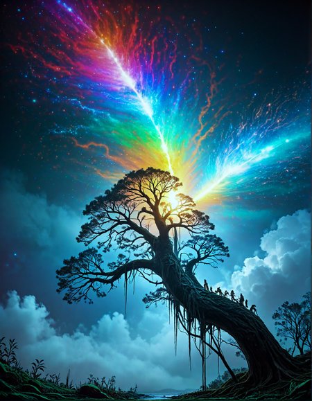 surreal landscape:1.2
dark forest, moonlit, beams of light filtering through branches, the sound of owls, a sense of wonder,
,
Diamond dust snowfall in polar twilight,
a mystical cloudscape, with swirling mists, vibrant rainbows, and an ethereal atmosphere that feels otherworldly,
Factory flare stacks painting skies,
Fall foliage color explosions,
Yardang wind-sculpted ridges,
Tundra where ice blooms with liquid fire,
,
Fog that ages objects centuries,
Biomechanical: (organic-metal hybrids), (pulsating veins), (alien ecosystems), (symbiotic structures)
(masterpiece:1.4), (intricate details:1.4), (hyperrealistic:1.3),(painting:0.9),(ultra detailed:1.4), (8k resolution:1.3), (sharp focus), (dramatic perspective:1.1), (chromatic aberration:0.3), (film grain:0.2),
<lora:JuggerCineXL2:0.3>,
<lora:add-detail-xl:0.3>,
<lora:WildcardX-XL-Detail-Enhancer:0.4>,
<lora:xl_more_art-full_v1:0.7>,
<lora:ClassipeintXL2.1:0.3>,
<lora:Flux-XL_Scenery:0.3> flux-scenery ,
<lora:EnvyDramaticLightingXL01:0.7>
detailxl,