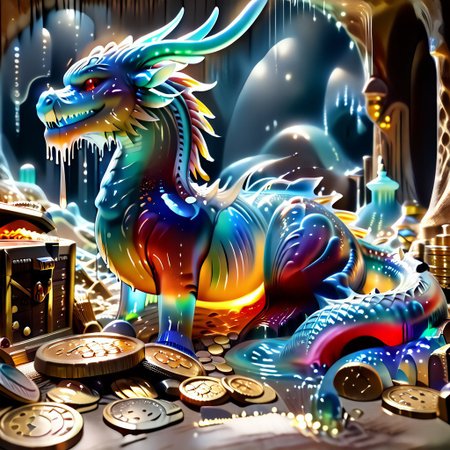 1dragon, highly detailed blue dragon, blue dragon made out of slime, scaly blue slime dragon, slime dragon with red eyes, blue slime dragon laying in its hoard, blue slime dragon with wings, dragon wings, 
multi-colored gems made out of slime, in a room of treasure made out of slime,  gold coins and bars made out of slime, wood-like treasure chest made out of slime, wood-colored slime chest, individual coins made out of slime, gold slime coins, piles of coins, 
treasure-room, treasure, treasure chest, gemstone, coins, gold bars, gold pile, 
everything made of slime, No simple background,
((translucent slime)), ((transparent slime)), (bioluminescent slime), sl1m3, slime, ais-blmn, watce, je11y, thickwater, great lighting, ral-lava, even lighting, no bright spots,