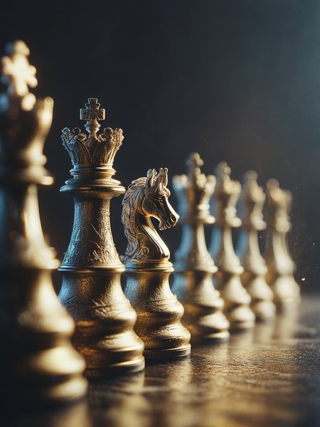 Stylized chess pieces. Queen chess, Chess game, chess board, luxury and golden design. Photo realistic, cinematic light, concept art. ,    FrostedStyle <lora:SDXLFrosted:0.8> ,  <lora:Desolation:0.5>