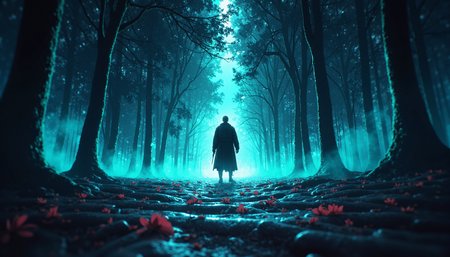 On an amateurish image featuring, In the depths of a vast and mysterious forest, an ancient entity reclaims his land. The title, The Call, Clash at Daxio, is written in bold letters on fallen leaves. As the viewer gazes upon it, they are transported to another world, bold colors and Deconstructed compositions, enhanced quality, fine detail, magnificent, Mysterious light, excellent composition, handsome, In the style of minimalist geometric design, the focus is on simple shapes and clean lines, using precise, detailed arrangements to create aesthetically pleasing and structured visuals,<lora:AzureSketchIllustrationFlux:.45>,ArsMJStyle,AzureSketch, <lora:aidmaPsychadelicWorld:.95>,PsychadelicChaos