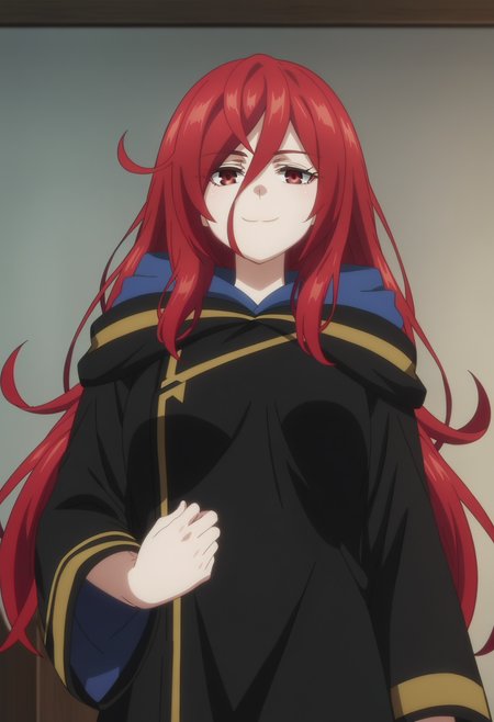 score_9, score_8_up, score_7_up, source_anime,
BREAK
1girl, solo, anime screencap, anime coloring, 
<lora:shiSophiaV1:1>, 
shisophiablack, long hair, red eyes, hair between eyes, red hair, 
black cloak, black robe, hooded robe, black hood,
looking at viewer, smile,