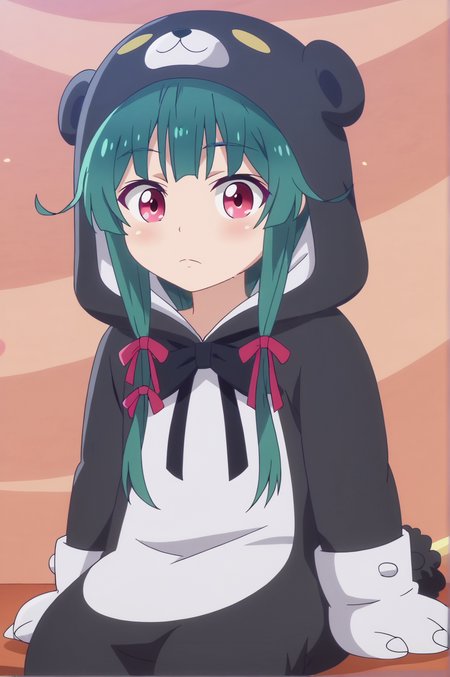 score_9, score_8_up, score_7_up,anime_source, source_anime, best background, detailed background, anime screencap,  Yuna, Main Outfit, solo, sitting,   <lora:JN_Yuna_Kuma_Pony:0.8>