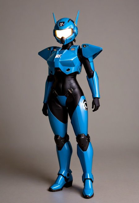 A full length 35mm photo of a sleek futuristic scene, a female gundam robot in a form-fitting gloss robins egg blue armored suit with silver accents, wearing leather boots, she is exuding a sense of strength and unity, standing in a military hangar, smooth featureless face
TheFaceLess, Polaroid Style, Polaroid photography, over exposed style, flash photography style, Kodak, fujifilm, bright light, white light