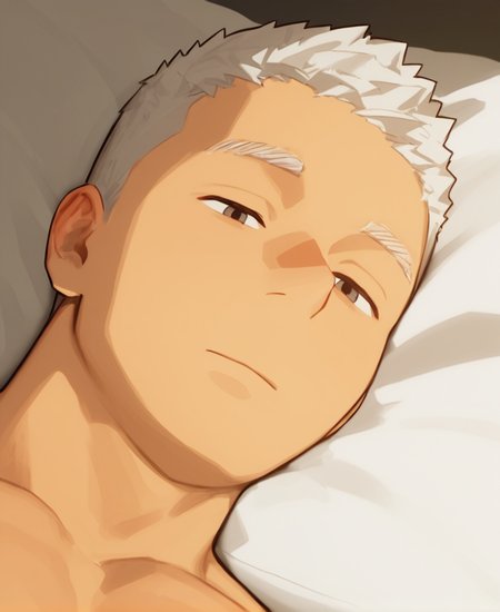 ((source anime)), breeze style, ((anime eyes:1.5, small nose, simple mouth:1.5)), short hair, score_9, score_8_up, score_7_up, Korean, <lora:Expressive_H:1.4>, ((handsome man:1.2, light skin)), (focus male, solo:1.1), masterpiece, best quality, ((1man, 1boy, mature man:1.4)), masterpiece, best quality, amazing quality, 
<lora:Breez_Style_Wv3:1>. breeze style,
breeze style, very awa, absurdres, newest, perfect quality, detailed background, high quality, intricate details, stunning masterpiece, outstanding composition, very aesthetic, ((best quality:1.2)), Male focus, (( a boy lying on bed)),