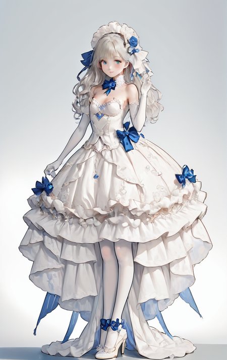 score_9, score_8_up, score_7_up, score_6_up, score_5_up, score_4_up,
 <lora:OverDesignedGirls:.7>
1girl, blue bow, bow, dress, elbow gloves, flower, frills, gloves, hair ornament, high heels, looking at viewer, ribbon, rose, solo, standing, white dress, white gloves, white legwear