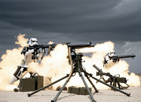 a vkrsmmg medium machine gun weapon is assembled by a group of storm troopers
 <lora:Vickers_Medium_Machine_Gun_SDXL:0.8>